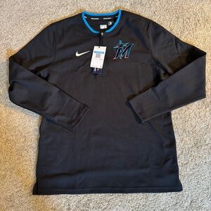 Miami Marlins Nike Authentic Collection Performance Half-Zip Embroidered Logo